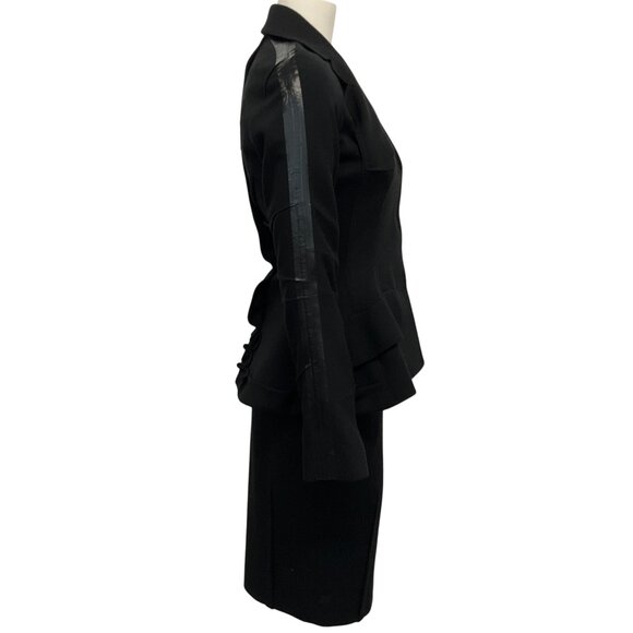 Christian Dior Black Wool Ruffled Skirt Suit - Picture 2 of 5
